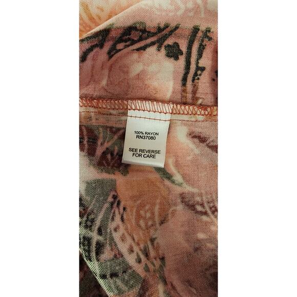 Cato Est 1946 Tiered Ruffle Sleeve 3/4 Sleeve Floral Blouse Pink/Black Size M - Picture 6 of 6